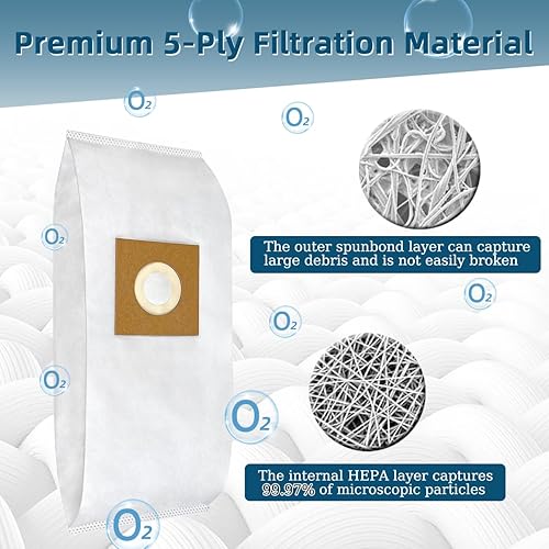 Miniatura 6 de Paquete de 12 bolsas de vacío HEPA tipo Y de repuesto para aspiradoras Hoover WindTunnel de estilo vertical Y, Z, YZ, bolsa de filtro 4010100Y
