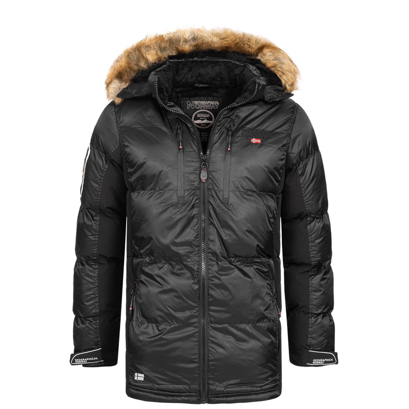 Geographical Norway Danodb Hombre Dsitribrands Production - Parka larga cálida invierno otoño - Abrigo impermeable y cortaviento con capucha y pelo sintético - Chaqueta outdoor resistente
