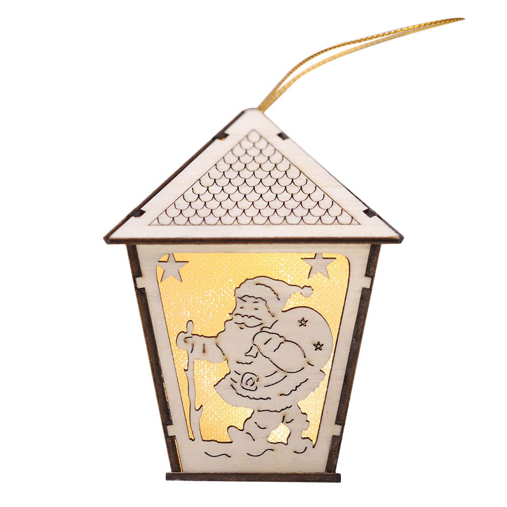 DAYNECETY Festival LED Light Wood House Christmas Tree Hanging Ornaments Holiday Nice Xmas Gift Wedding Decoration (Pattern-d)