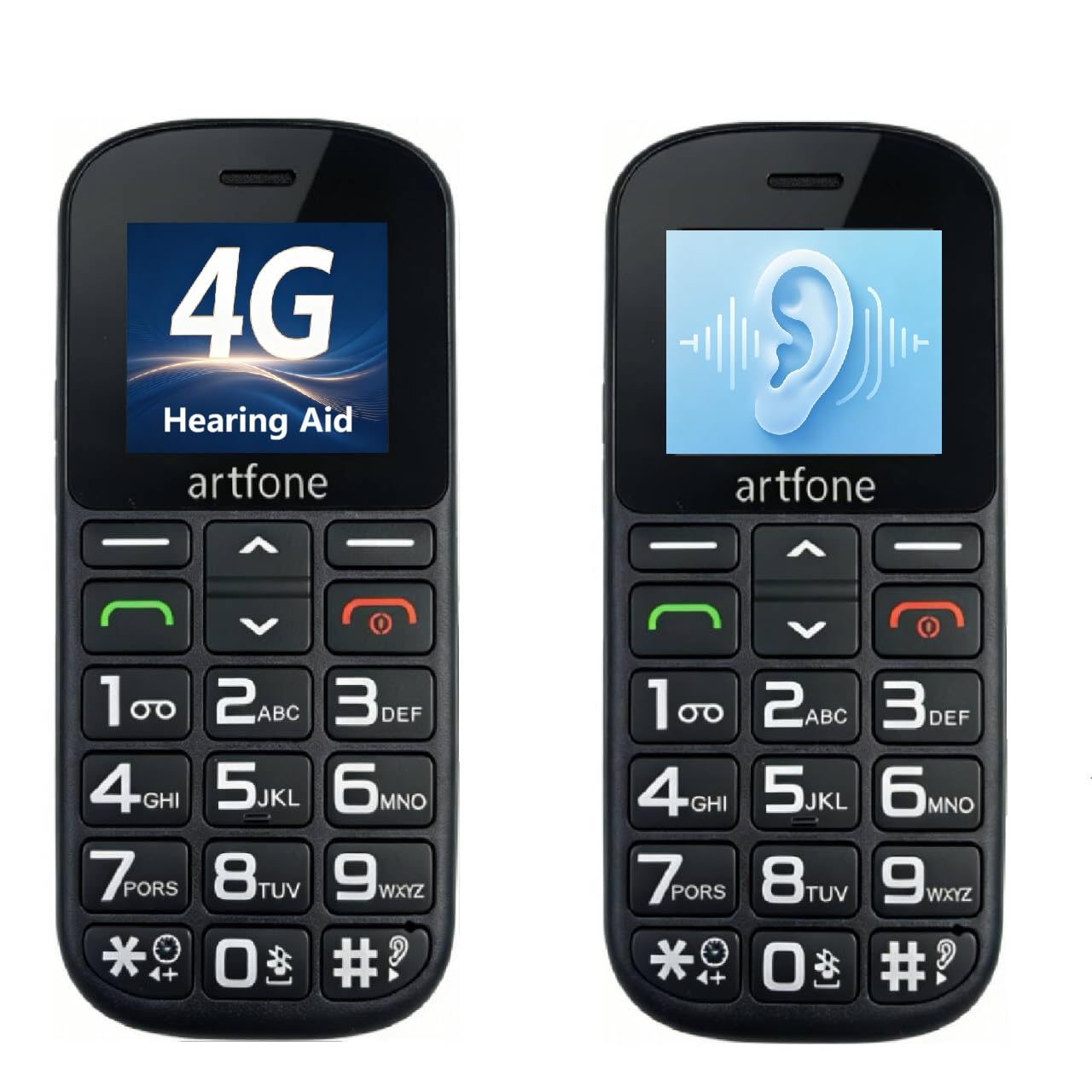 artfone CS188 Nero - 4G Telefono Cellulare per Anziani con Tasti Grandi丨Funzione SOS丨Chiamata Rapida丨Base di Ricarica丨Funzione di orario丨Batteria da 1800 mAh丨Apparecchio Acustico丨FM Radio丨Torcia丨USB-C