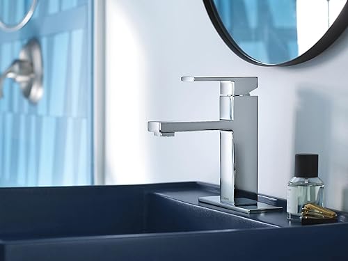 Miniatura 7 de Moen Revyl Chrome One-Handle Single Hole Modern Bathroom Sink Faucet with Optional Deckplate and Spring Loaded Drain Assembly, 84771 Cromado