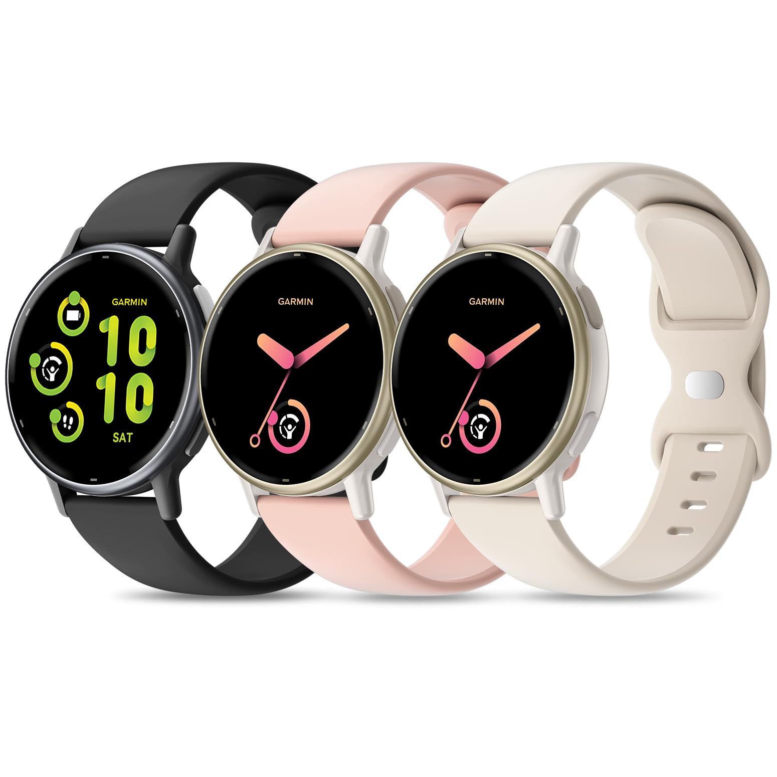 3 Pack Silicone Straps Compatible with Garmin Vivoactive 5 Watch Strap/Vivoactive 6/3/3 Music, 20mm Soft Sport band Replacement for Venu Sq 2/Venu/Venu Sq & Forerunner 55/165/245/645