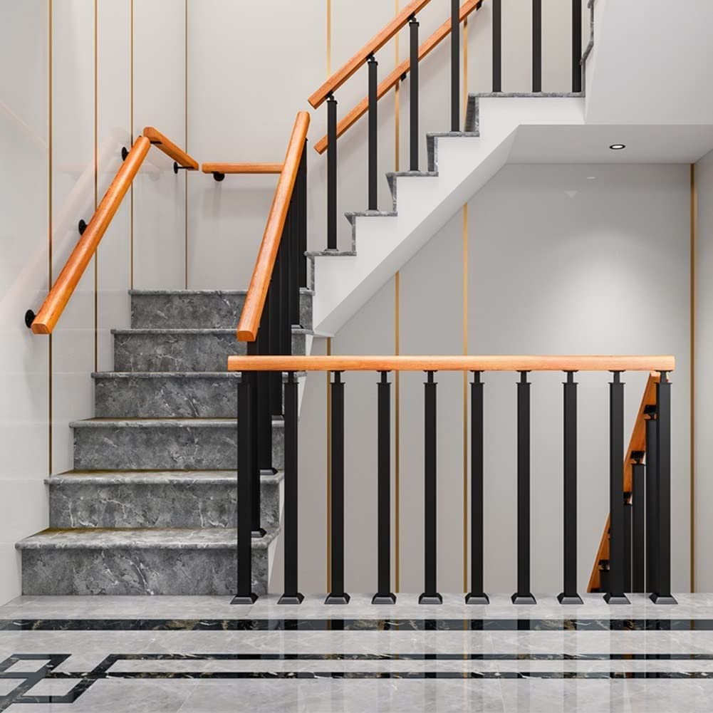 SAFWEL Barandillas de Diseño Balaustre Cuadrado De Barandilla Eje Giratorio de la Escalera, Eje Central de la Cubierta metálica 30-120 centímetros, Barandilla Cuadrada para pórticos de Madera (Colo