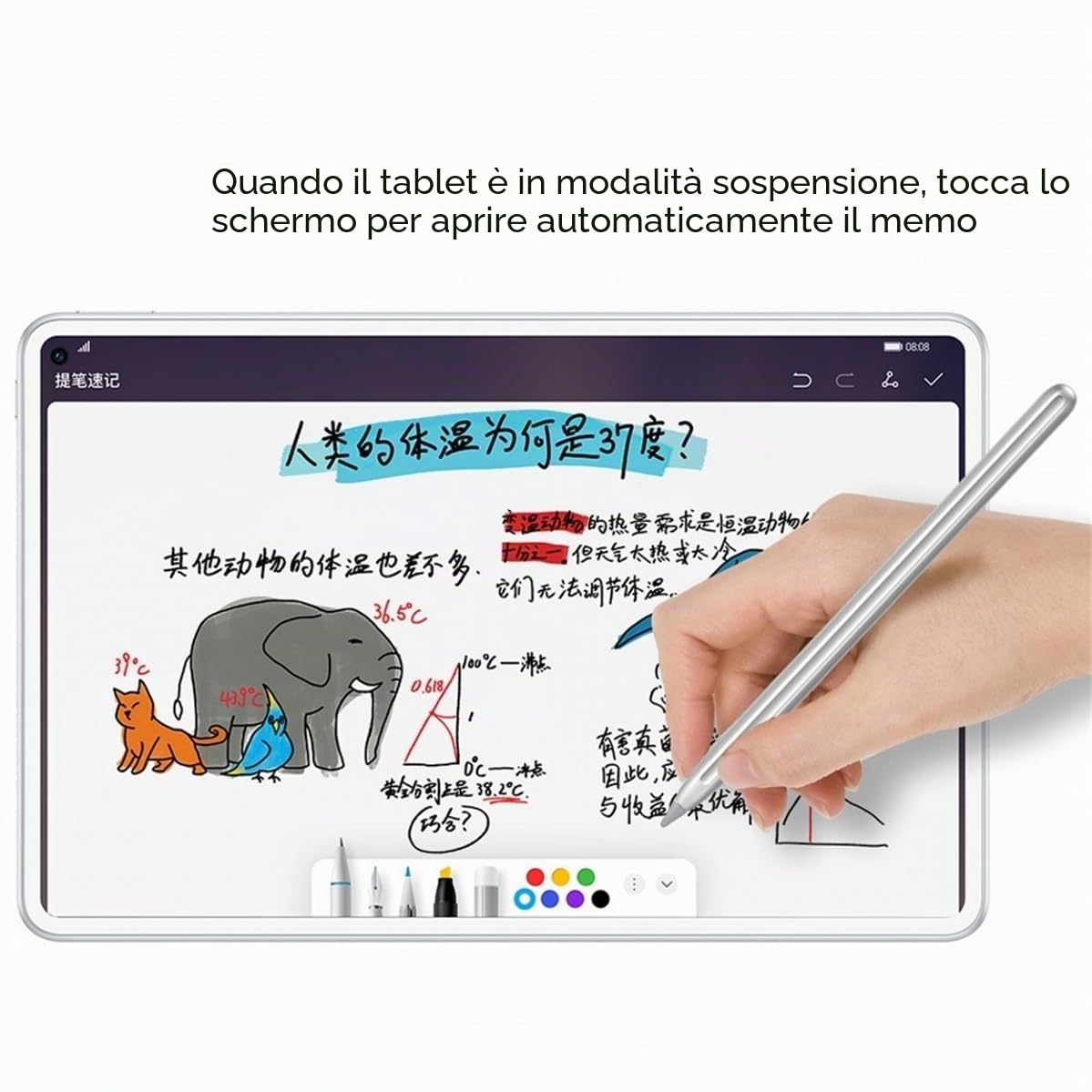 Penna stilo originale per Huawei M-penicl 2 generazione, M-pencil 2 gen per Matepad pro11/Matepad 11/Matepad pro10.8 /Matepad pro12.6/Matebook E (M-pencil gen2)