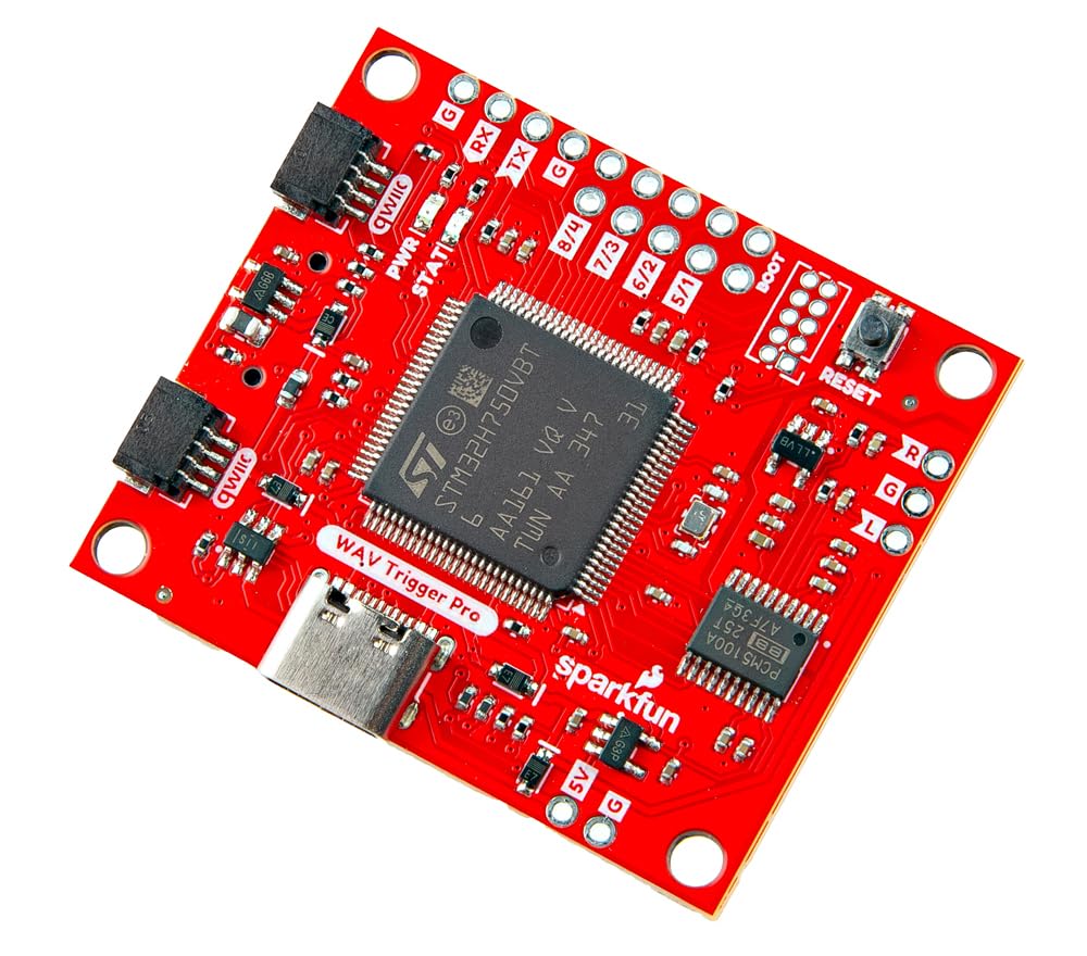 SparkFun Qwiic WAV Trigger Pro - Reproductor de audio polifónico de alta fidelidad - Soporte y control MIDI-USB - Dimensiones de la placa: 4,4 x 3,8 cm.