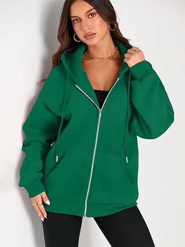 Miniatura 4 de EFAN Sudaderas con capucha lindas para mujer con cordón y cremallera, chaqueta de otoño de gran tamaño, sudaderas casuales con bolsillo