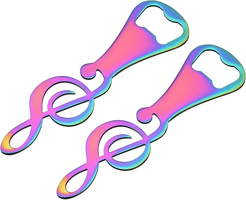 uxcell Abrebotellas, 2 unidades, abridor de botellas de cerveza de metal, abrebotellas planas de notas musicales, regalos geniales para amantes de