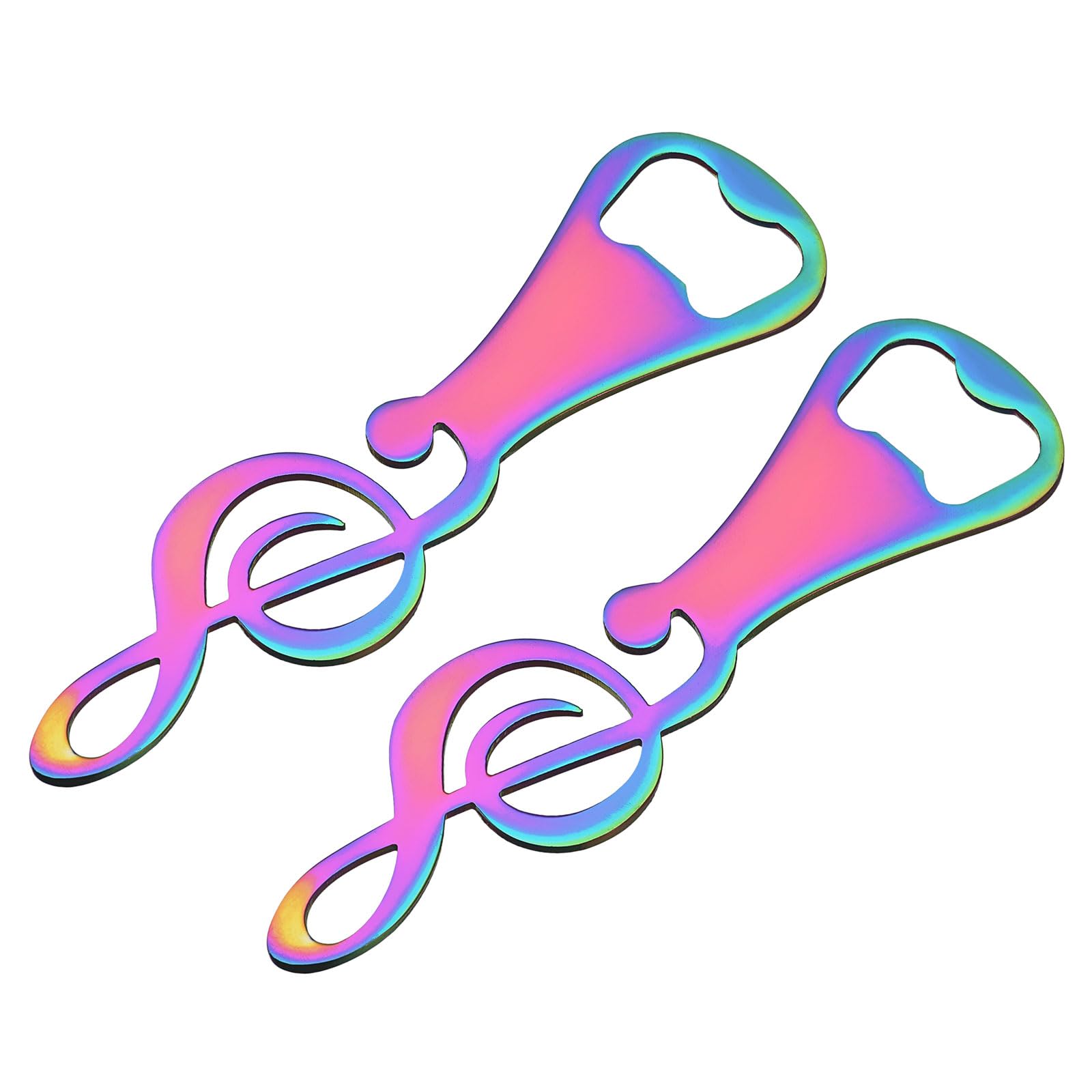 uxcell Bottle Opener, 2pcs - Metal Beer Bottle Opener, Music Note Flat Bottle Openers, Cool Gifts for Music Lovers Bartender (Colorful)