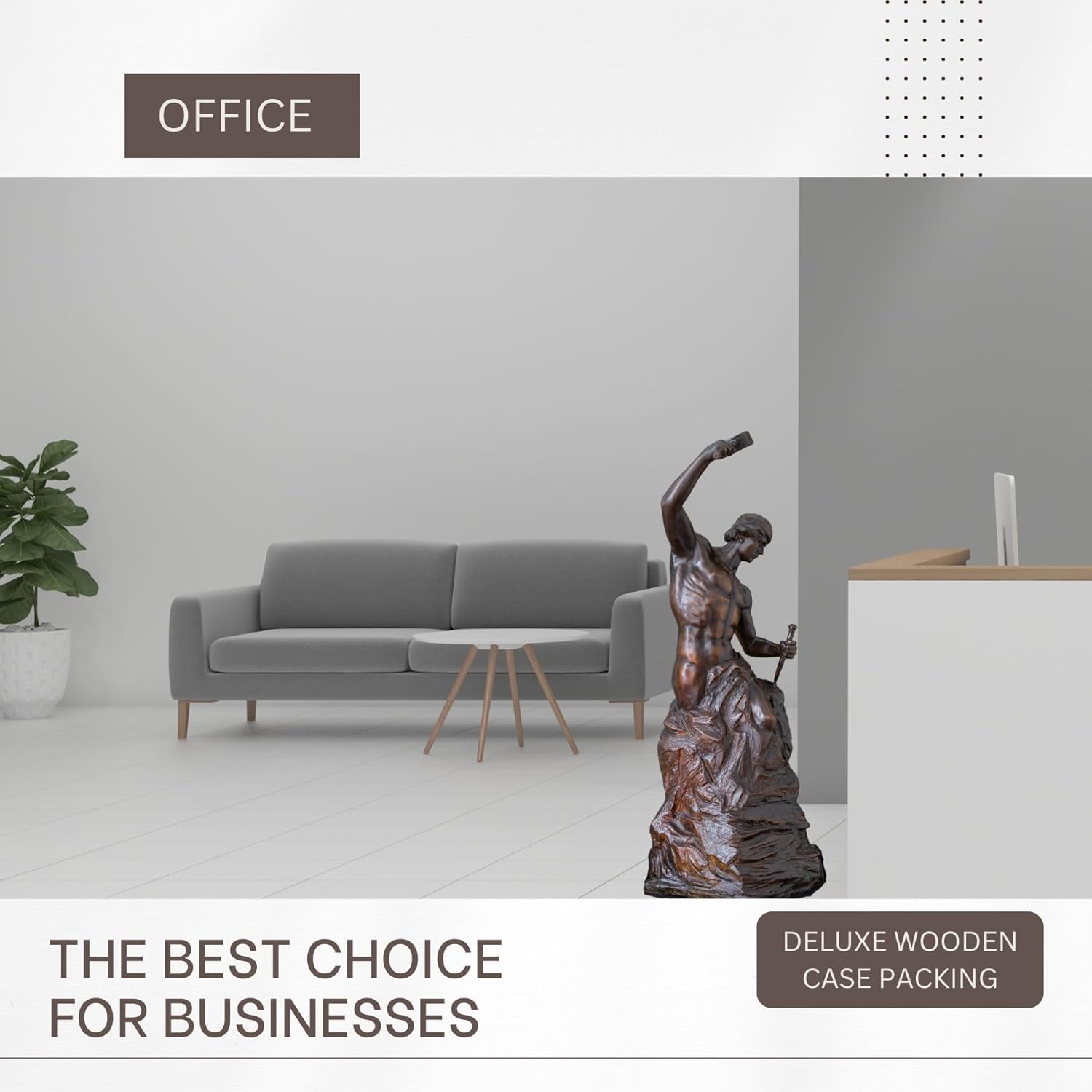 Self Made Man Bronze Statue and Sculpture,27.6" Bronze The Working Freemason Figure Statue is Perfect for Any Home or Office