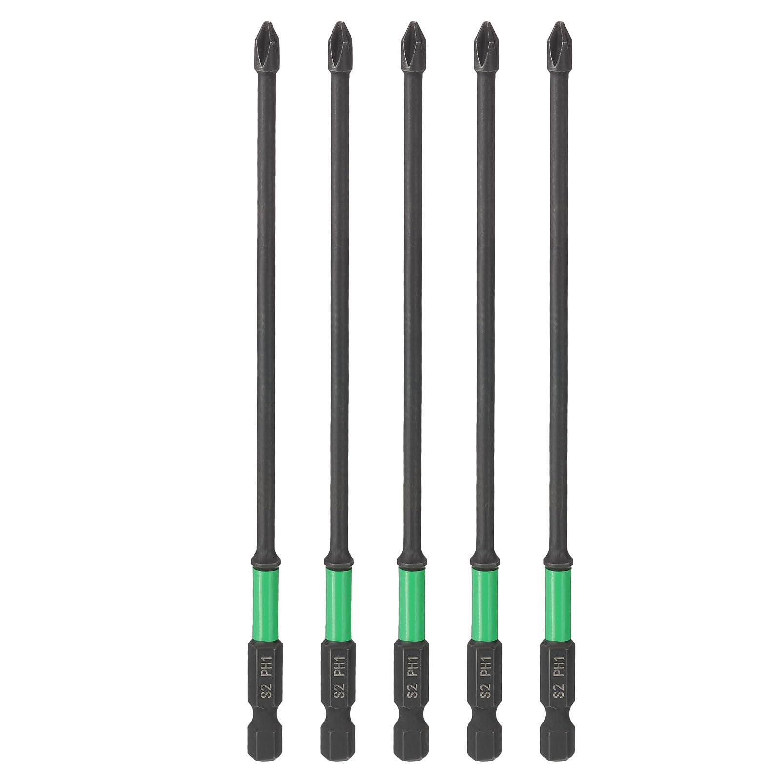 sourcing map 5pcs #2 Impact Phillips Screwdriver Bit PH2 1/4" Hex Shank 6" (150mm) Length 5mm Rod Magnetic Cross Head Drill Bits S2 Steel Industrial Screw Drivers for Impact Power Tools