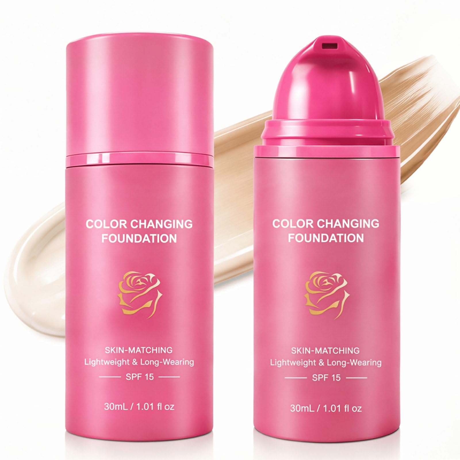 Korean Color Changing Foundation for Mature Skin, Full Coverage foundation, Liquid Foundation, Long Wearing No Fine Line, Natural Finish, Makeup for All Skin Types - 2 Pack