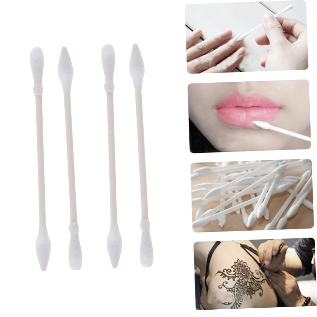 Gogogmee 2sets Multifunction Makeup Cotton Buds Natural Cotton Swabs Round Tapered Tips 200pcs*2