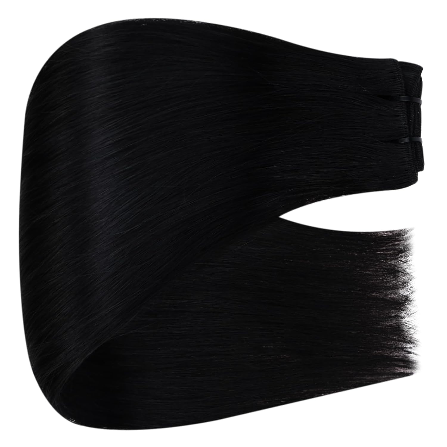 Full Shine Sew In Hair Extensions Real Human Hair Color Jet Black Human Hair Bundles Invisible Weft Hair Extensions Soft Hair Sew In Extensions For Women 16 Inch 105G