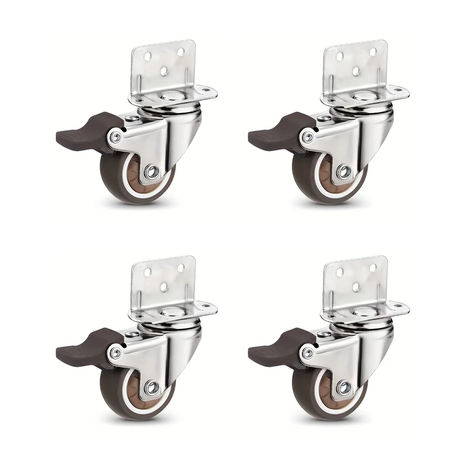 Roulettes pivotantes en L de 1.5 pouce petites roulettes de meuble en caoutchouc