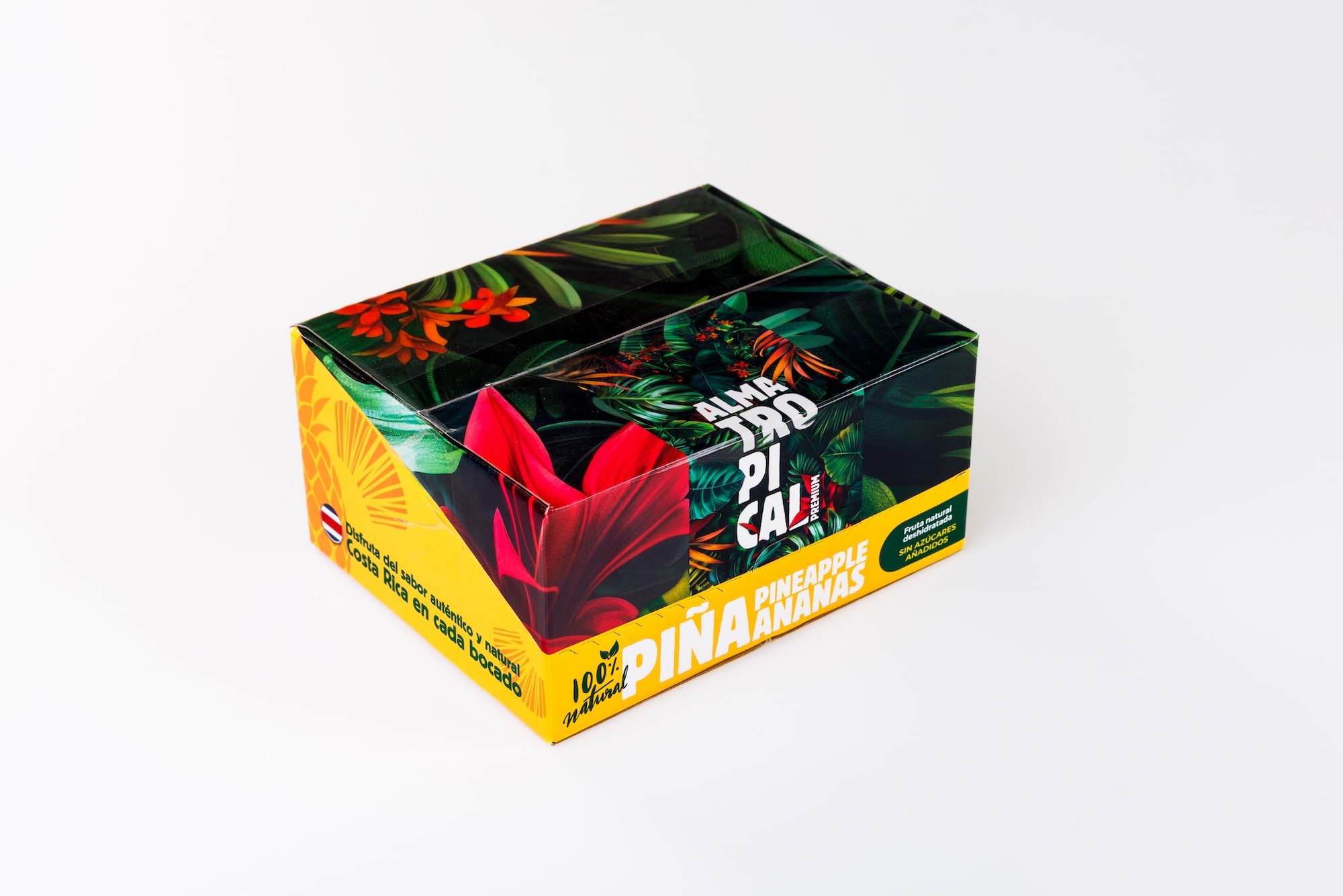 Alma Tropical - Piña Deshidratada Completamente Natural de Costa Rica (Caja 12 x 50g) | Snack saludable, Sin azúcares añadidos, Sin Alérgenos, Sin Gluten, Sin Conservantes
