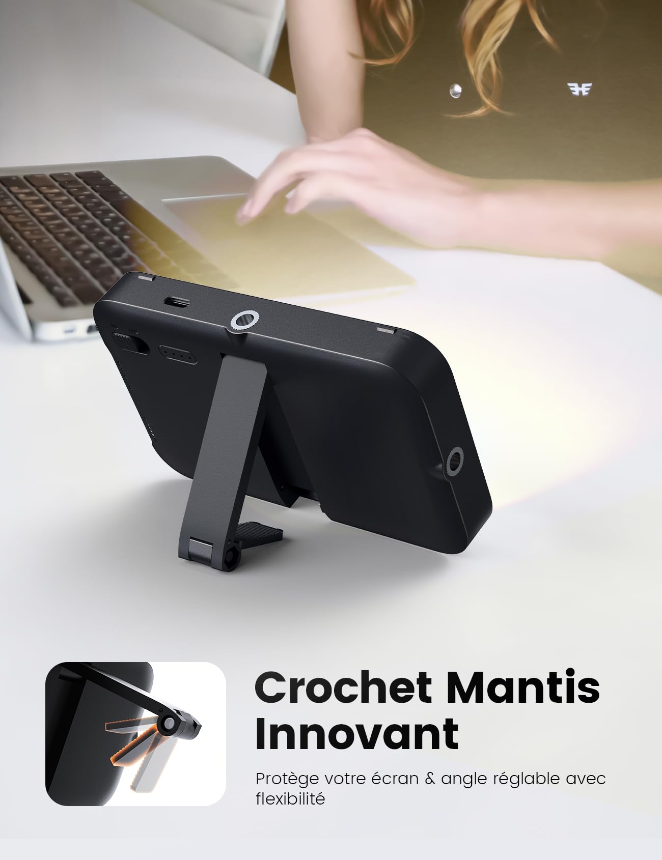 ANXRE Lumiere Vidéo sur Telephone Caméra avec Diffuseur Doux et Support Intégré – Lumière Vidéo Rechargeable avec 96 LED pour Selfie, Téléphone, Caméra, Idéale pour Maquillage, TikTok, Appels Vidéo