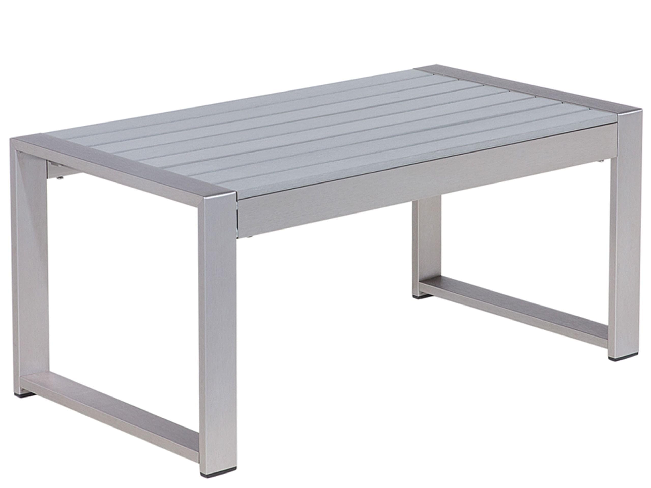 Ogrodowy stolik kawowy metalowa aluminiowa rama 90 x 50 cm jasnoszary Salerno