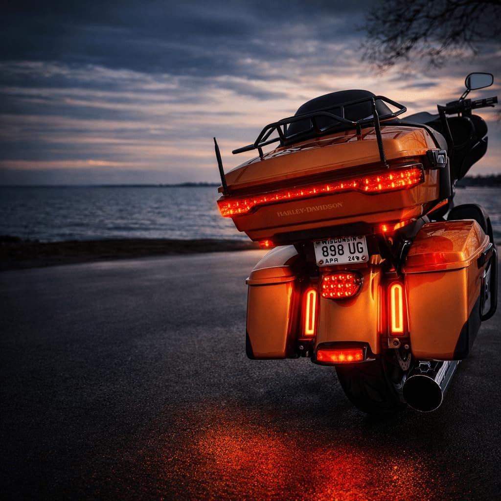 Eagle Lights HALOS Saddlebag LED Filler Lights with Running, Brake Light and Turn Signal for Harley Davidson Motorcycles