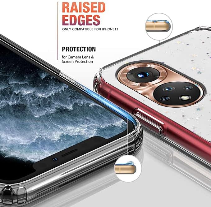 Miniatura 3 de Funda compatible con Huawei Nova 9 con purpurina verde transparente, para Huawei Nova 9, funda de silicona transparente de TPU suave, para mujeres y