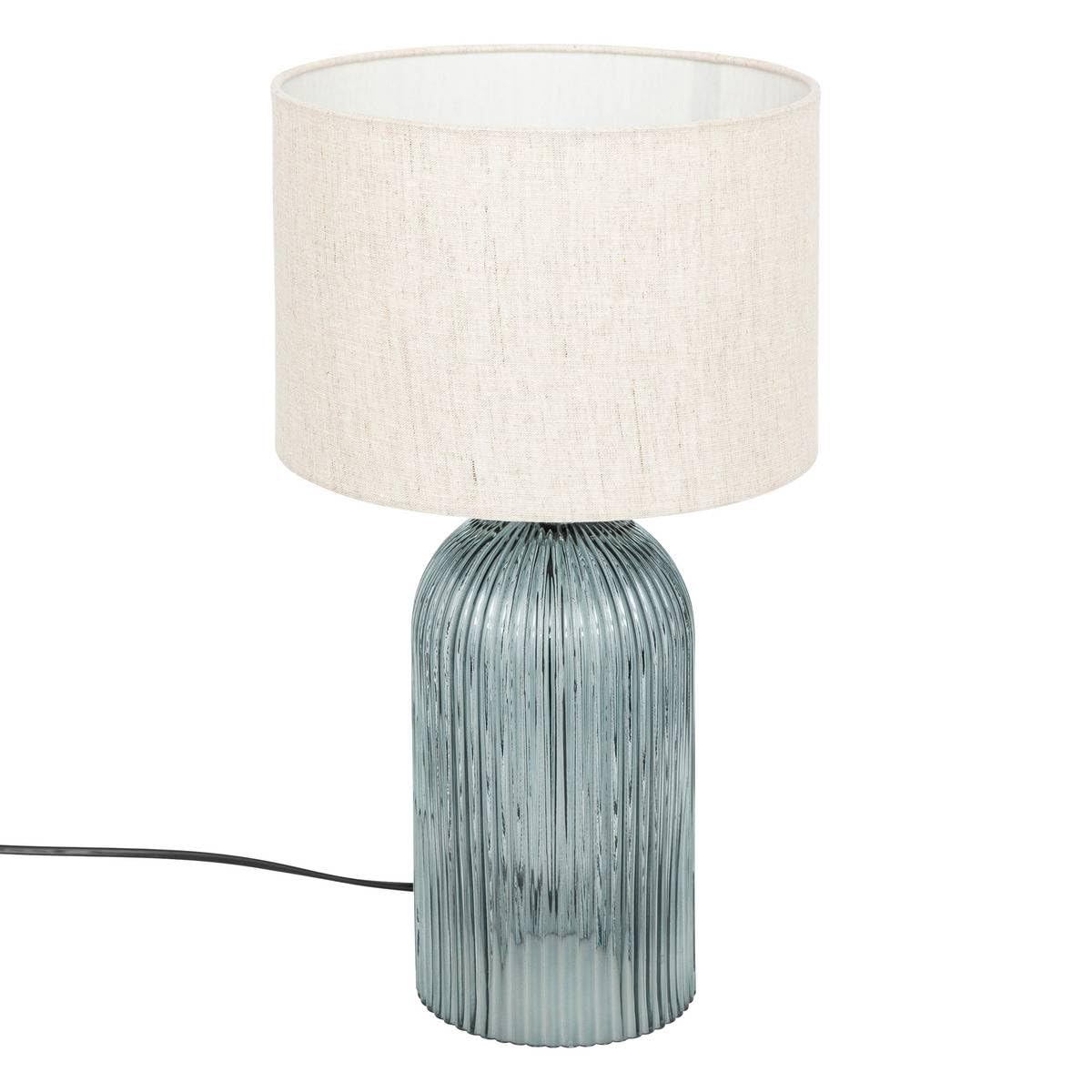Atmosphera - Lámpara de mesa mati azul vidrio h42cm