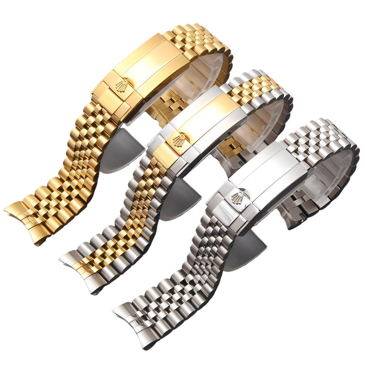 Cinturino Orologio Acciaio Inossidabile Jubilee Metallo Ricambio 21mm Attacco Curvo Maglie Banda per Rolex GMT-Master