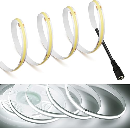 Vista 25 de 【MDee】Tira de luces LED COB de 6000K blanco frío alimentada por USB 5V Cinta de luces LED flexibles con conector USB CRI 90+ 800LM/m 320LEDs/m