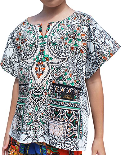 RaanPahMuang Branded Bright Kaftan Boubou Africa Short Sleeve Childs Unisex Shirt