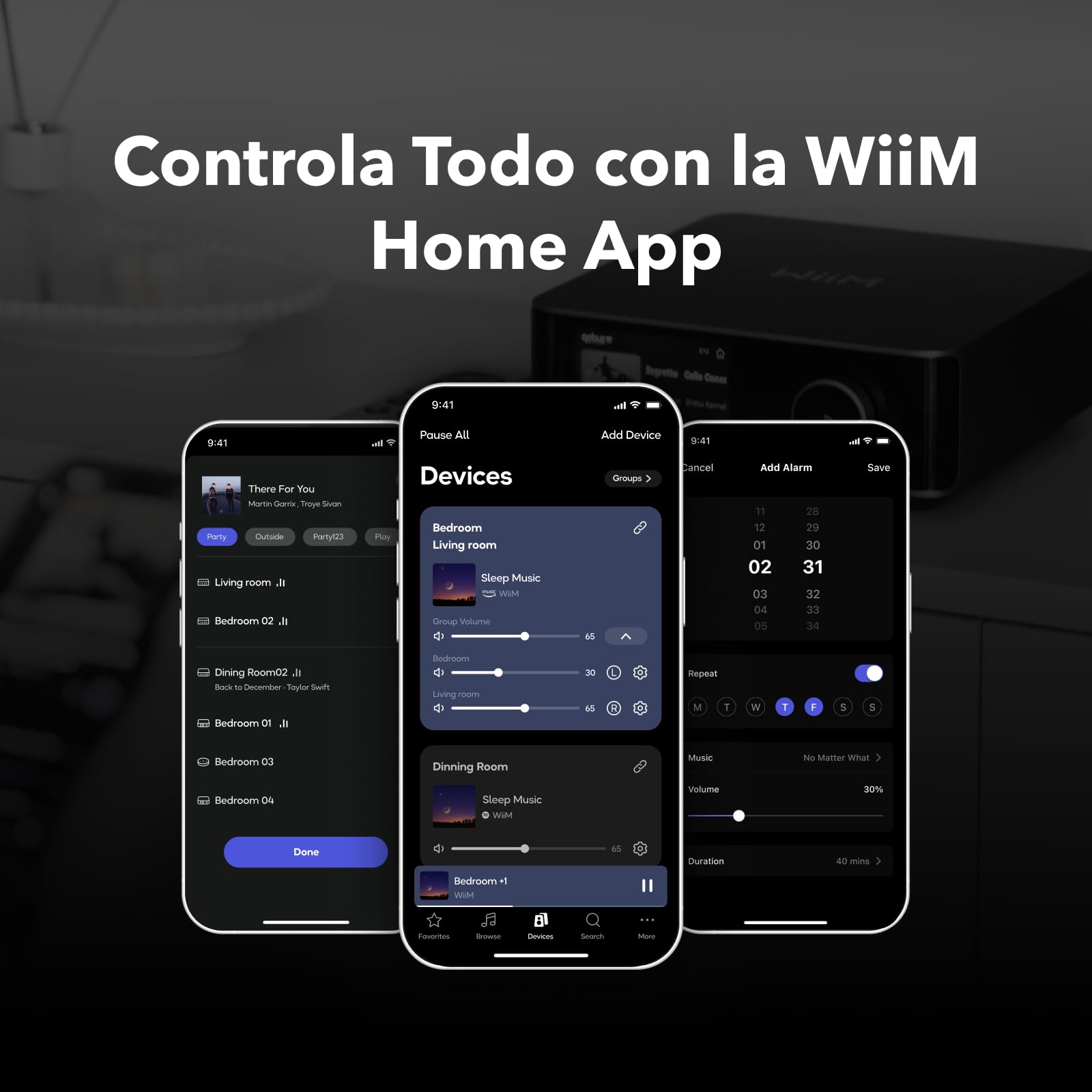 WiiM Amp Ultra con Voice Remote 2 | Amplificador Streaming 100W con DAC ESS ES9039Q2M y Doble Amplificador TI TPA3255 | RoomFit EQ Integrado y Pantalla Táctil | Entradas HDMI ARC, Óptica y RCA | Gris