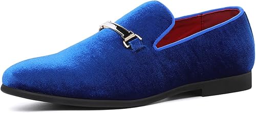Zapatos de vestir azules para hombre, mocasines de terciopelo para baile de graduación, zapatos de boda rojos, zapatos planos de conducción para