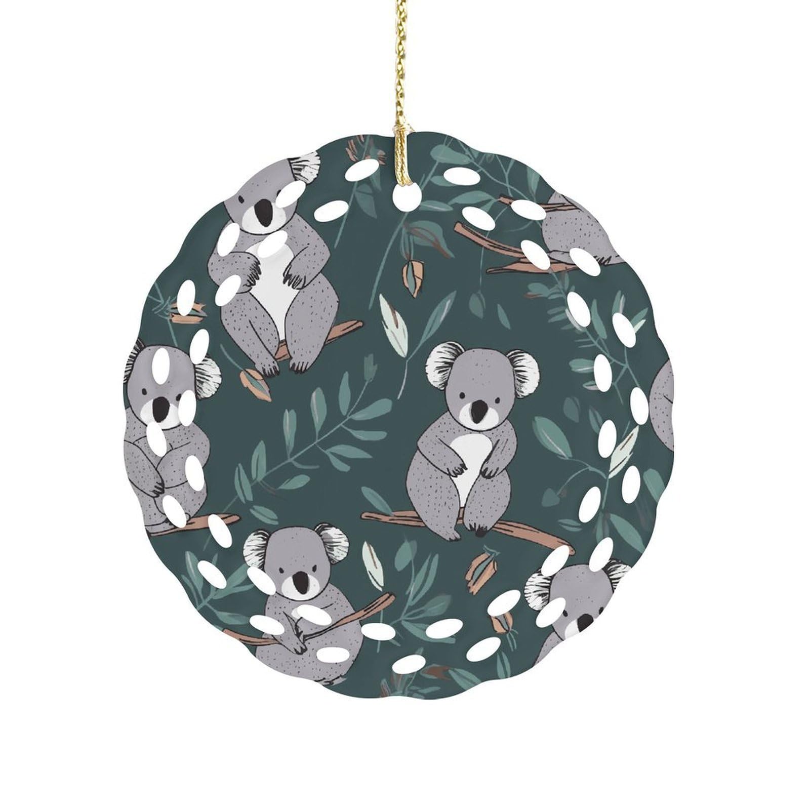 Lovely Koala Christmas Ornament Holiday Hanging Decoration Xmas Tree Keepsake Personalized Xmas Tree Ornament Round Ceramic Ornaments for Keepsake Gifts Ideas Home Decor