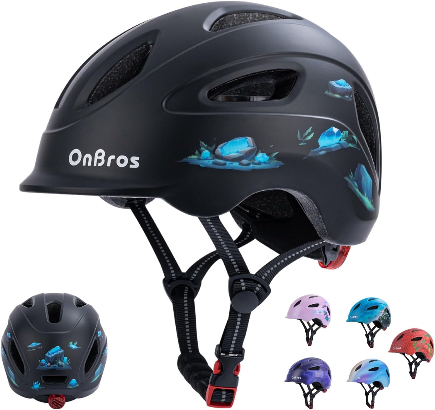 Kids Bike Helmet, OnBros Kid Bicycle Helmet for Girls and Boys with Light Lightweight Kids Helmets Certified Toddler Helmets for Kids 3-5-8-10 Age (46-50-55 cm)
