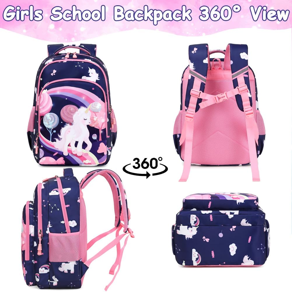 Meisohua Girls Backpack with Lunch Box 3 in 1 Set Kids Backpack for Girls Preschool Kindergarten Elementary School Backpack - Image 3