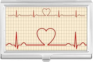 Electrocardiogram Heart Design Pattern Business Card Holder Case Pocket Box Wallet