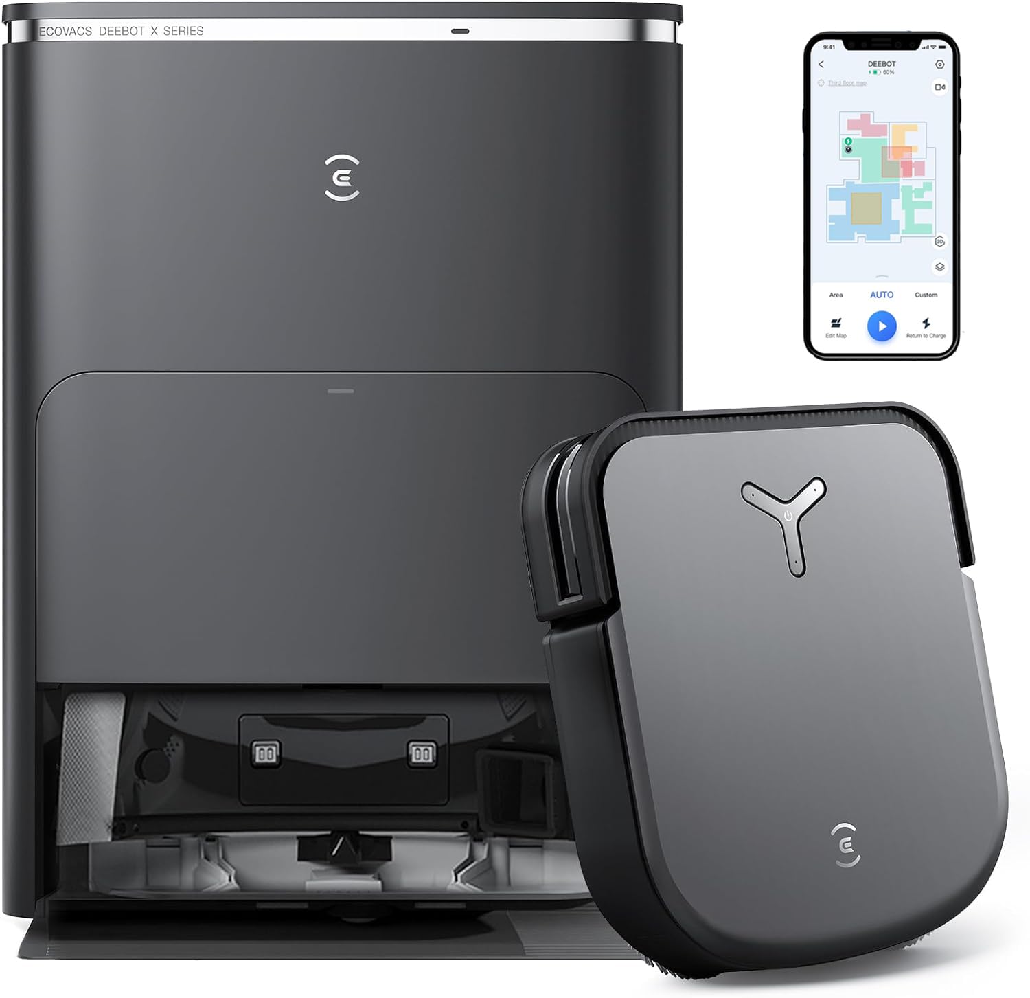 ECOVACS DEEBOT X2 Omni Robot Vacuum and Mop with 8,000Pa Suction, 15mm Auto-Lifting Mops, Self-Emptying and Refilling, Smart Obstacle Avoidance (Upgraded Version)