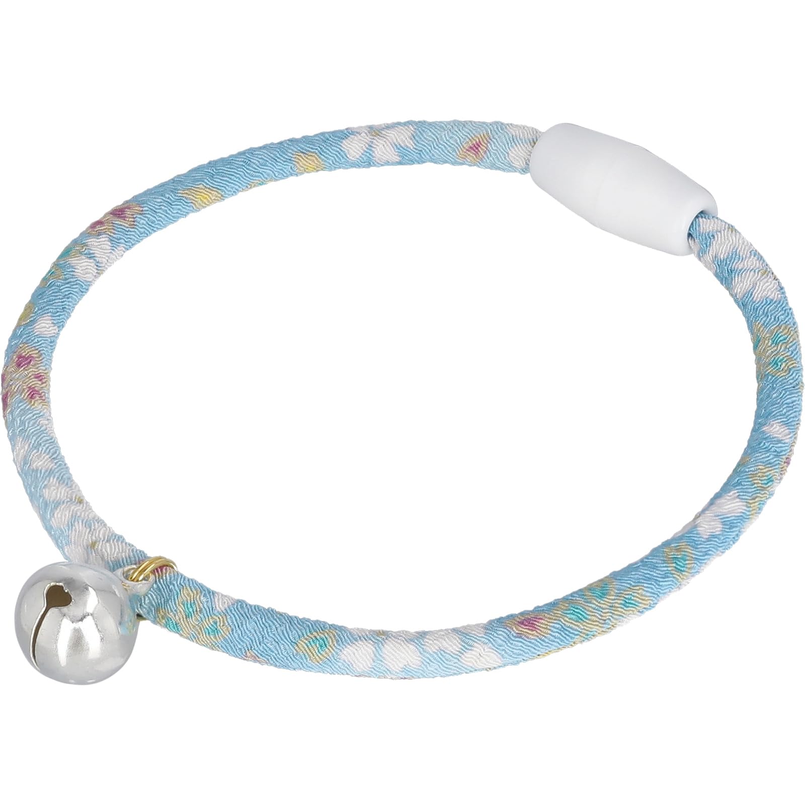 ここねこ本舗 猫 首輪 安全 セーフティー 鈴付き 和柄 軽い 調整可能 日本製 ハンドメイド (小桜・水色)