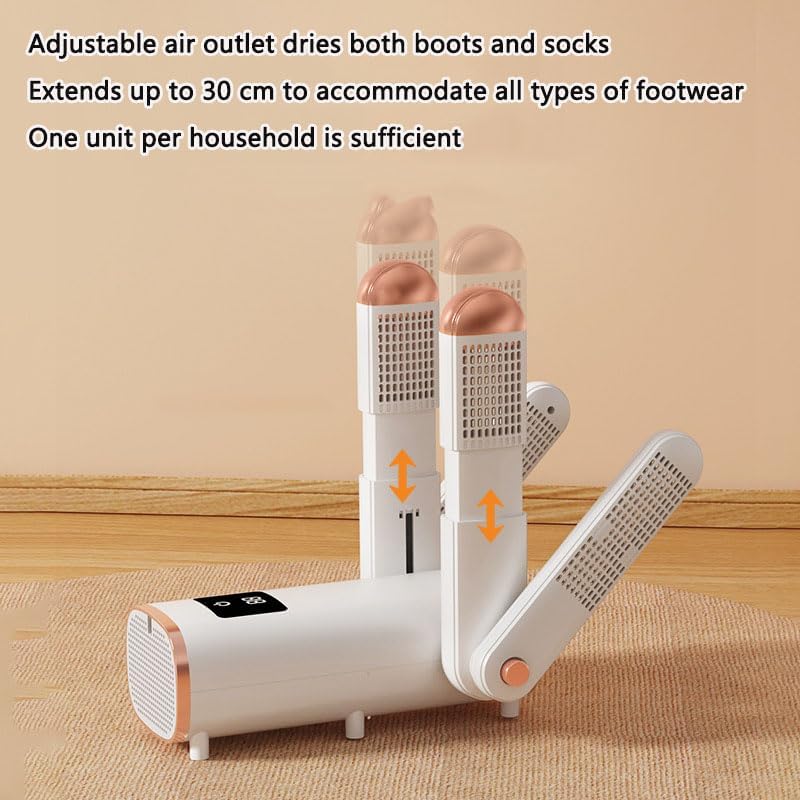 Foldable Electric Shoe Dryer with Timer & Temperature Control, 360° Hot Air Circulation Shoe Dryer for Boots, Sneakers, Socks and Gloves, Portable Space-Saving Boot Dryer for Family Use