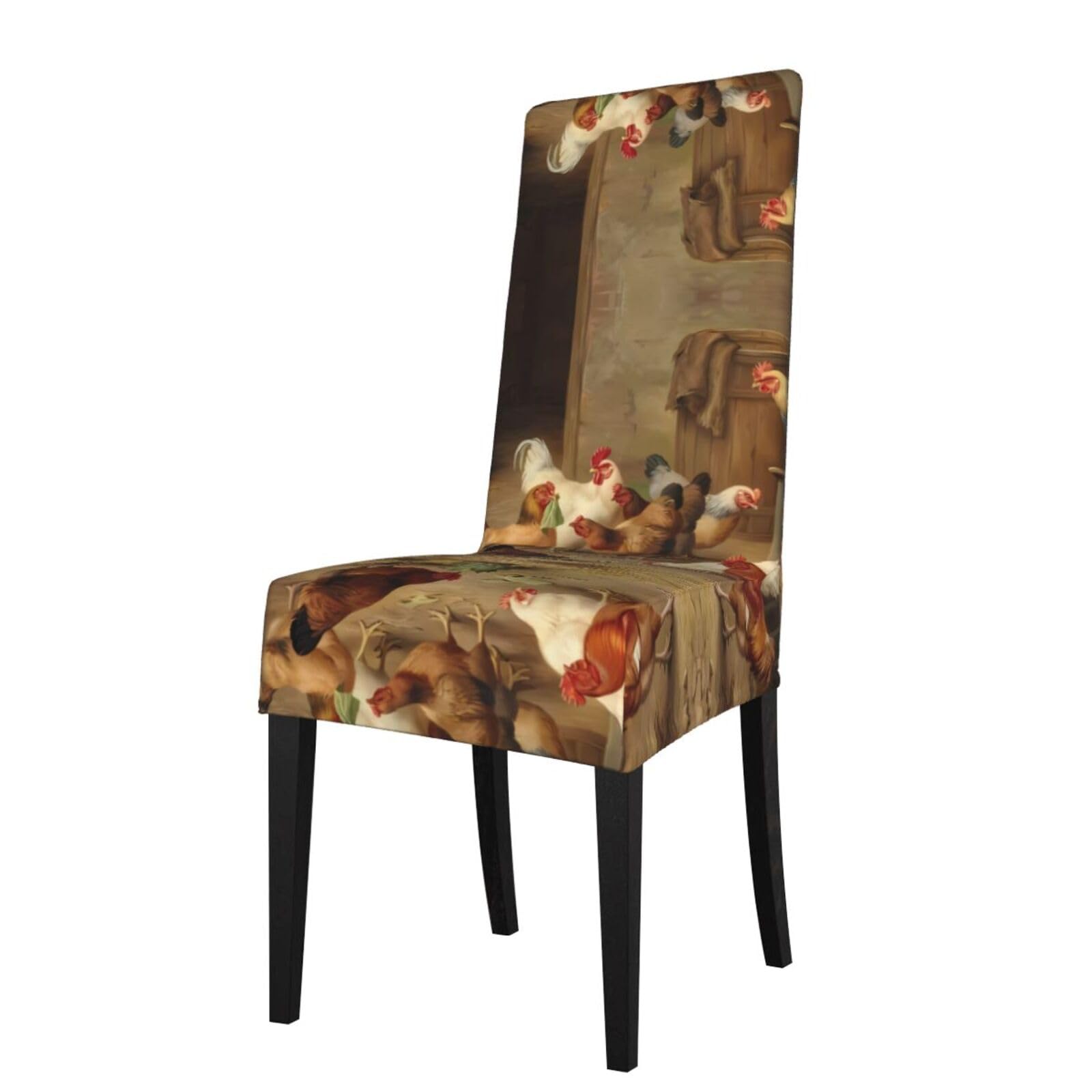 YYHHAOFA Farm Chickens Prints Dining Chair Throw Covers Stretchable & Wrinkle-Free for Refreshing Your Furniture