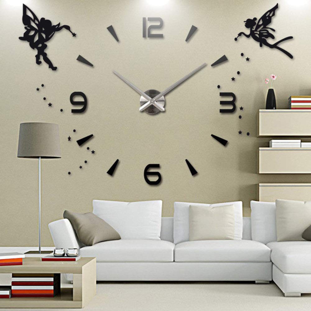 Grande horloge murale 3D pour salon et décoration de maison DIY