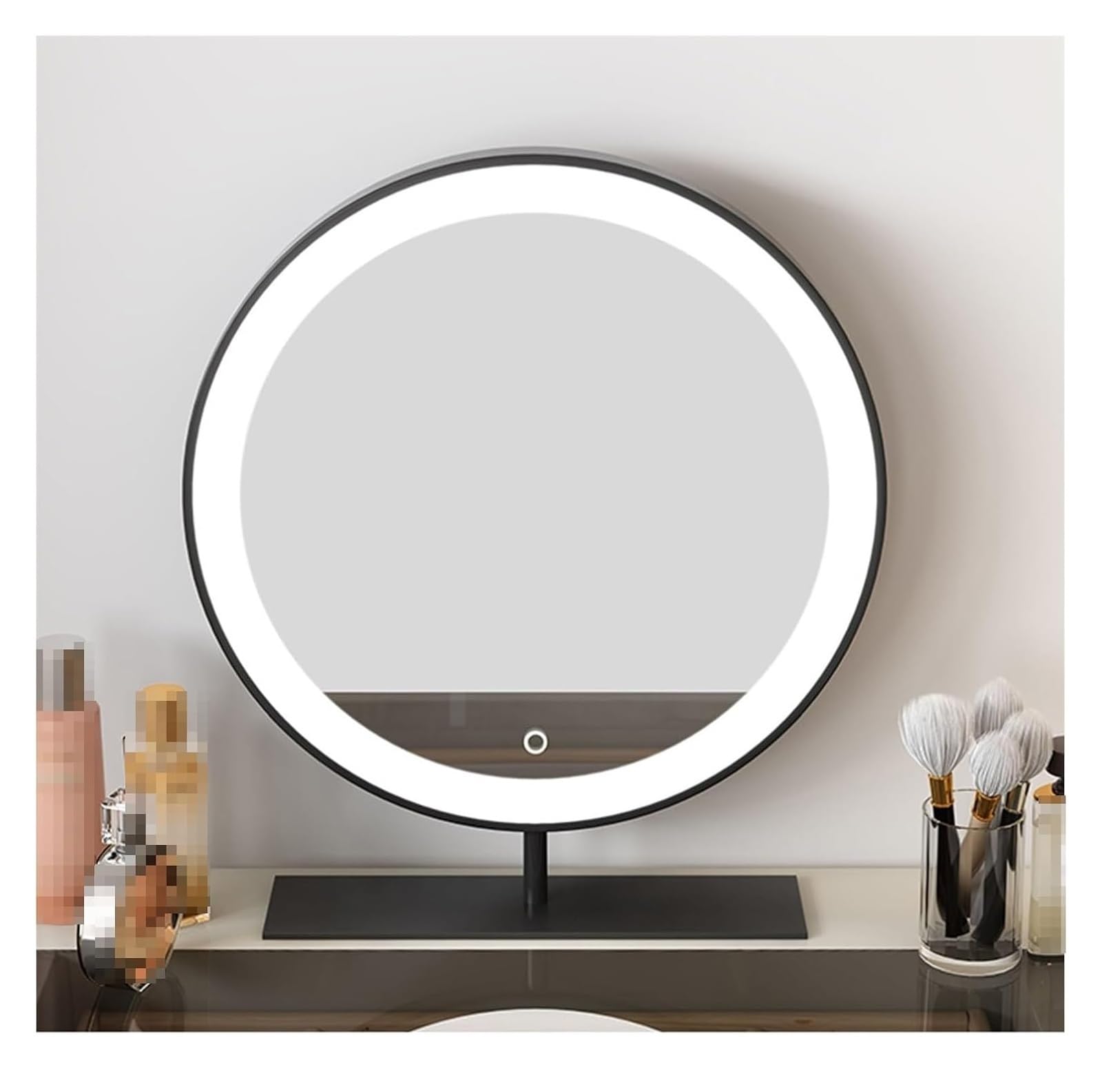 Miroir de maquillage de bureau HD avec éclairage LED ajustable
