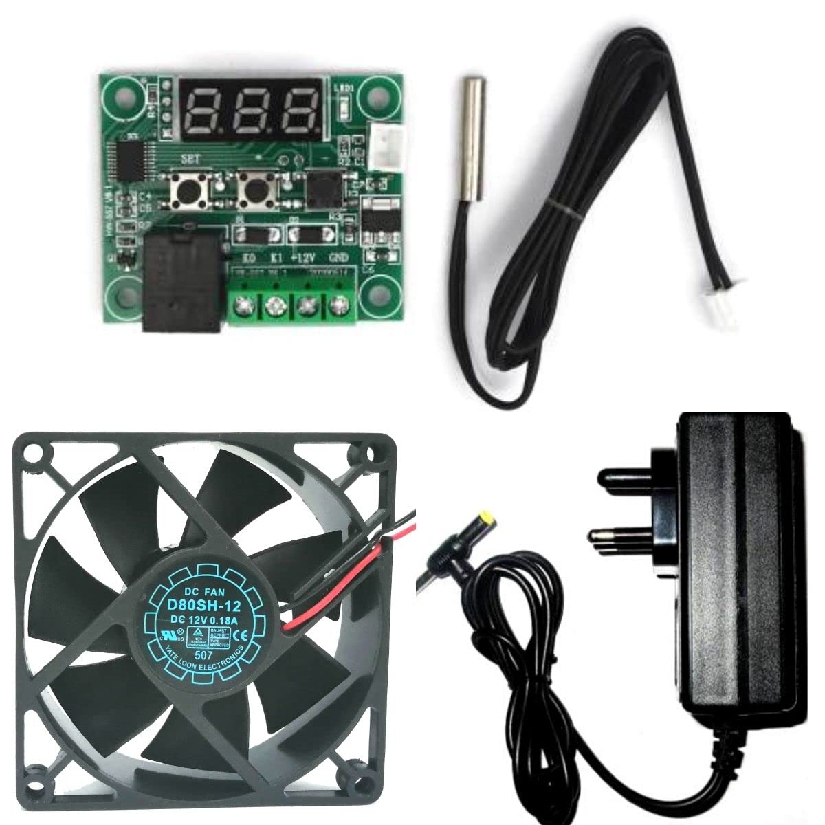 TechSupreme W1209 Digital Thermostat Temperature Sensor-12V 2A Power Adaptor Power Supply Ac Input 100-240V Dc Output 12Volt 2Amps &12V DC Cooling Fan - Black (B096Y9P9HR) Amazon Price History, Amazon Price Tracker