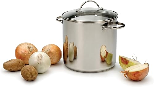 Miniatura 3 de RSVP International Endurance - Utensilios de cocina con tapa, acero inoxidable, 8 cuartos de galón, seguros para electricidad, gas e inducción, asas