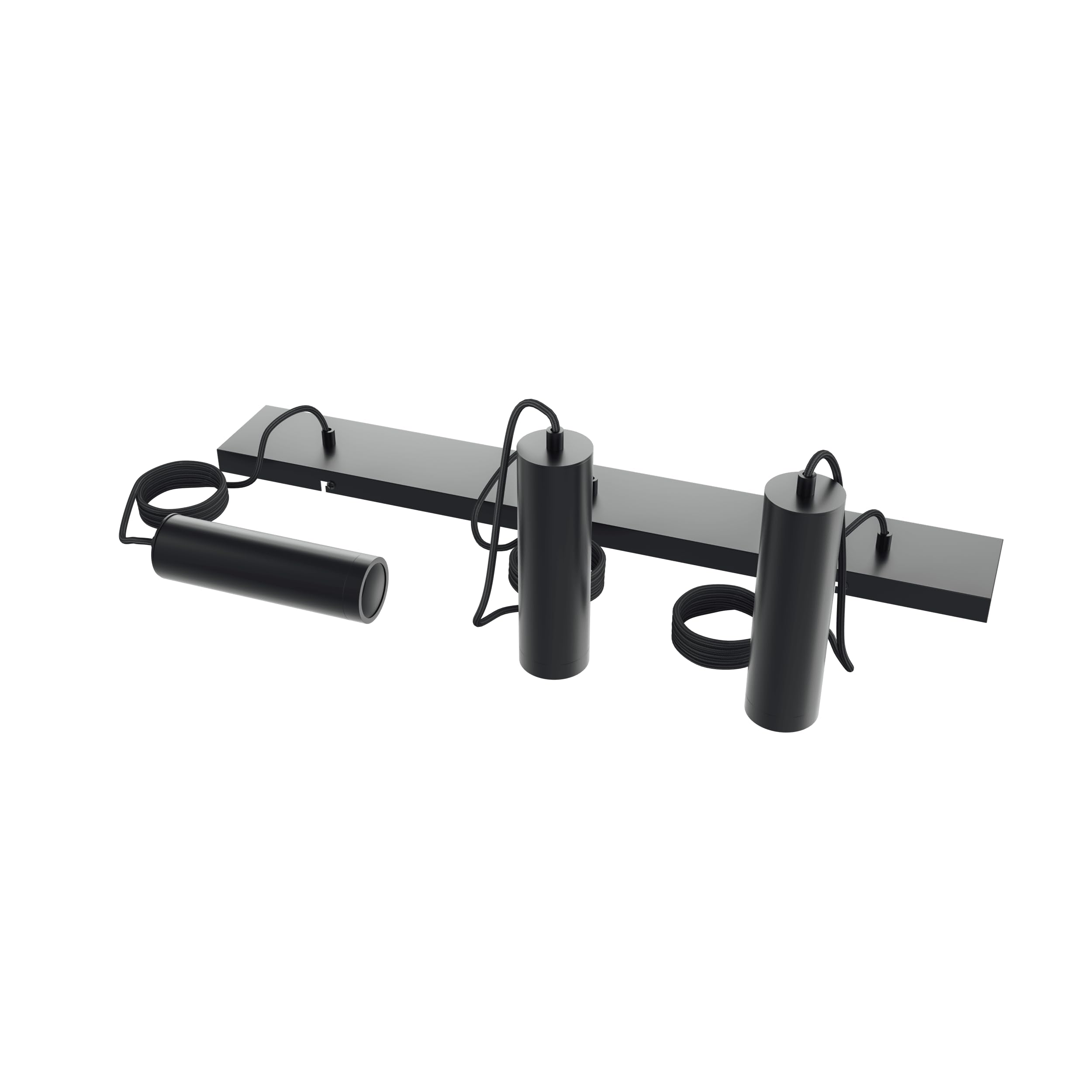 CALEX Pendelleuchte GU10, 3-flammig, Zylinder aus Aluminium, Höhenverstellbar, Matt Schwarz