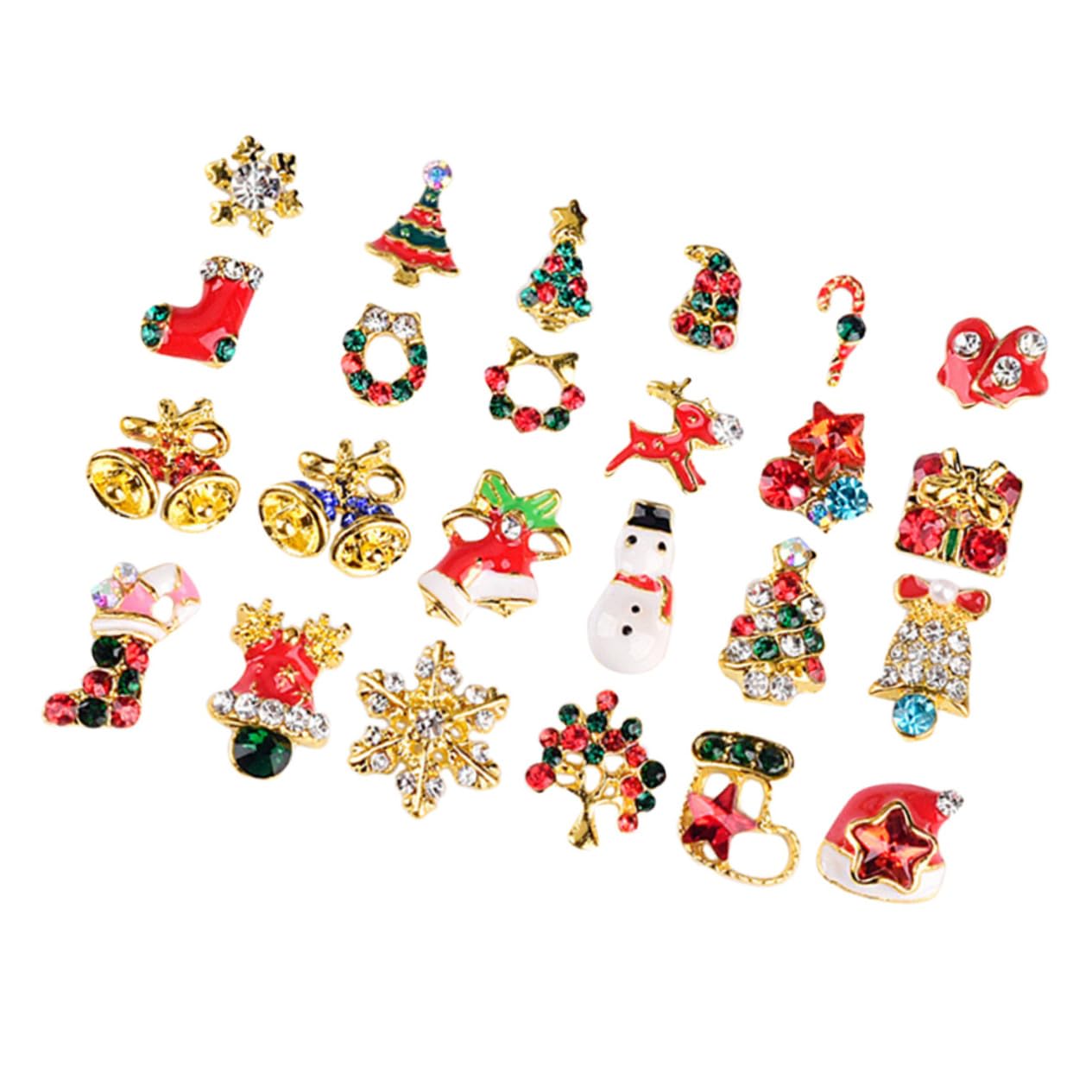Healvian 4 Set Decorazioni Per Unghie Natalizie Charms Tema Natale in Per Manicure Per Unghie Naturali E Artificiali Facili Usare E Resistente Per E Speciali 24 Pezzi*4