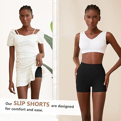 Miniatura 5 de YADIFEN Pantalones cortos para debajo de los vestidos, pantalones cortos suaves para mujer, ropa interior antirozaduras, pantalones cortos de yoga