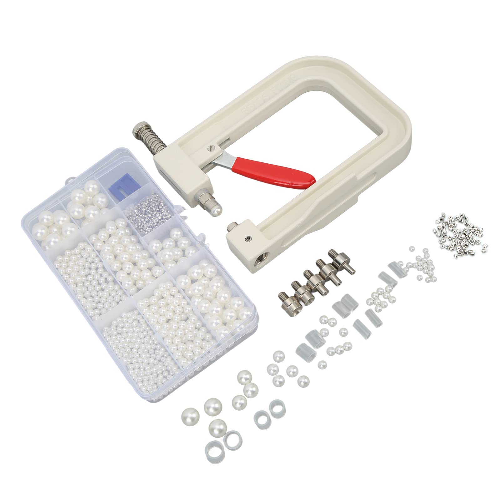 Manuelle Perlensetzmaschine mit Perlenniet-Set - Handpress-Maschine für präzise Perlenbefestigung auf Kleidung, Taschen, Schuhen & DIY-Handwerk
