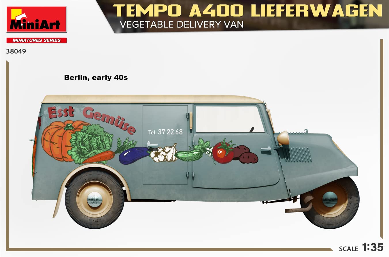 MiniArt MIN38049 1:35-Tempo A400 Lieferwagen, Veg Delivery Van Scale Kit