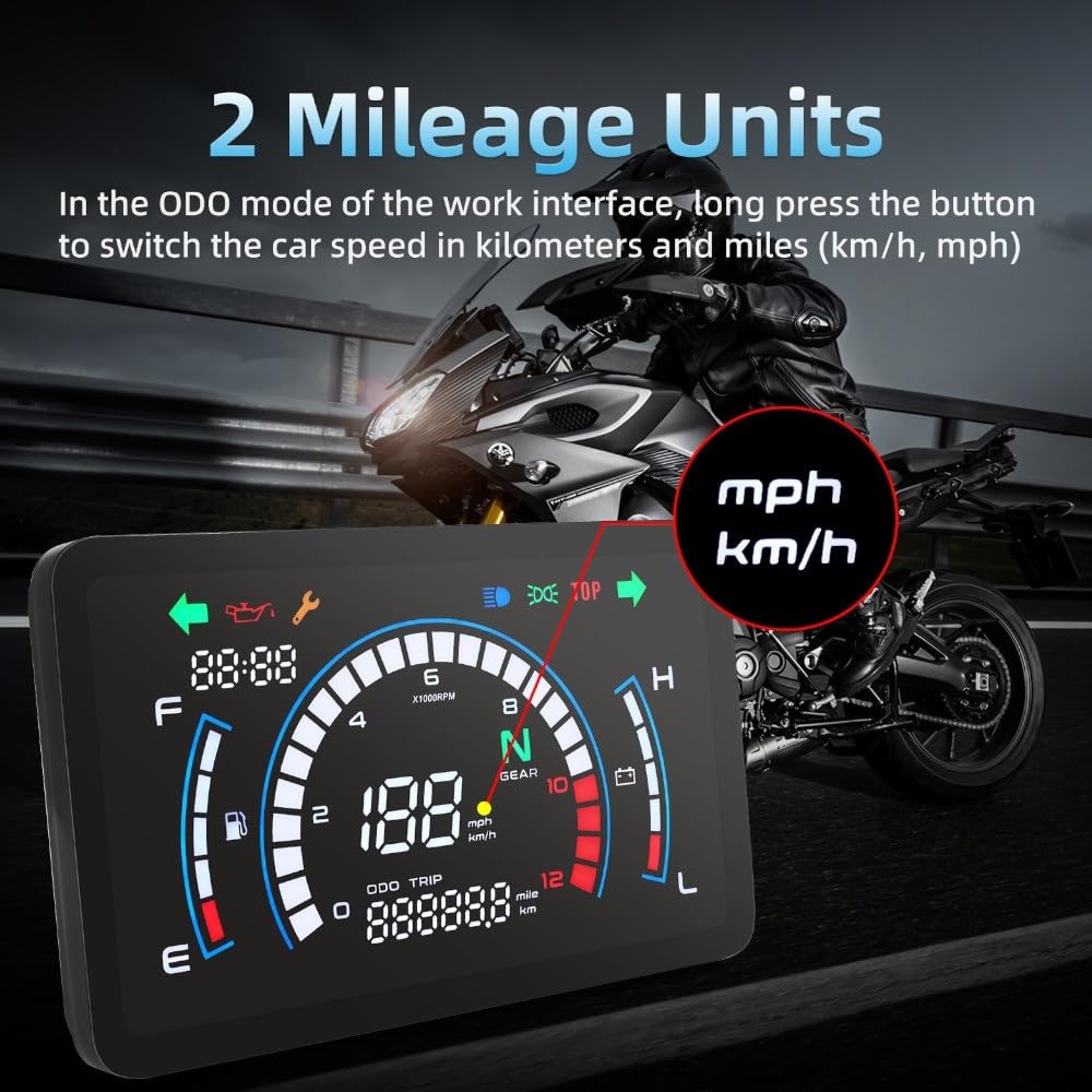 Odómetro digital Odómetro Para Tablero De Instrumentos De Motocicleta, Medidor Digital, Odómetro Para Motocicleta, Pantalla Completa Para EX5 Dream/EX5
