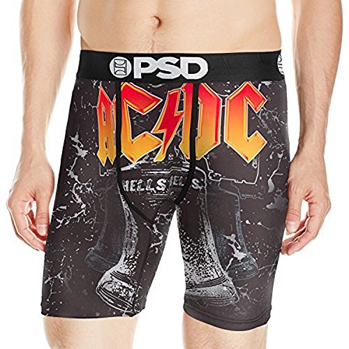 PSD Underwear Men's Psd Premium Boxer, Black Ac/Dc Hells Bells Brief, X-Large