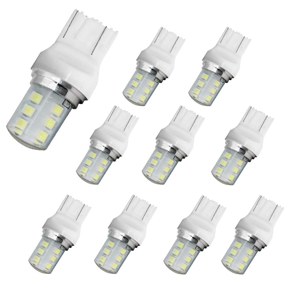 Yolu 7443 T20 LED Bulbs 10-Pack, White 3030 12-SMD Super Bright 992 7440 7441 7444 W21W LED Lights Turn Signal Blinker Lights Replacement for Tail Brake Lights, Backup Reverse Lights