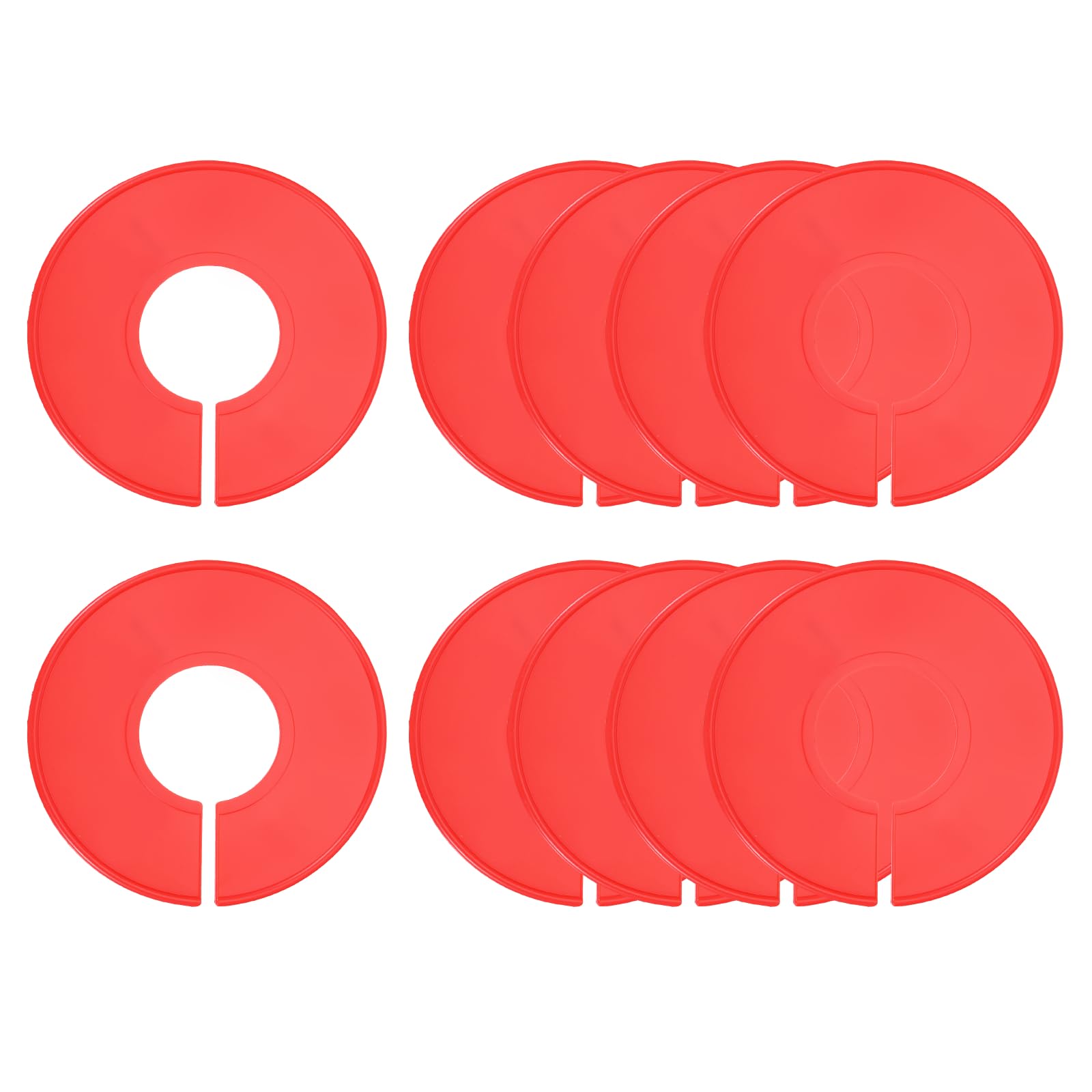 sourcing map 10 Pcs Clothes Dividers,Round Closet Rack Dividers Clothing Rack Size Dividers Blank Labels Writable & Reusable for Hanging Clothes Sorting Size, Red